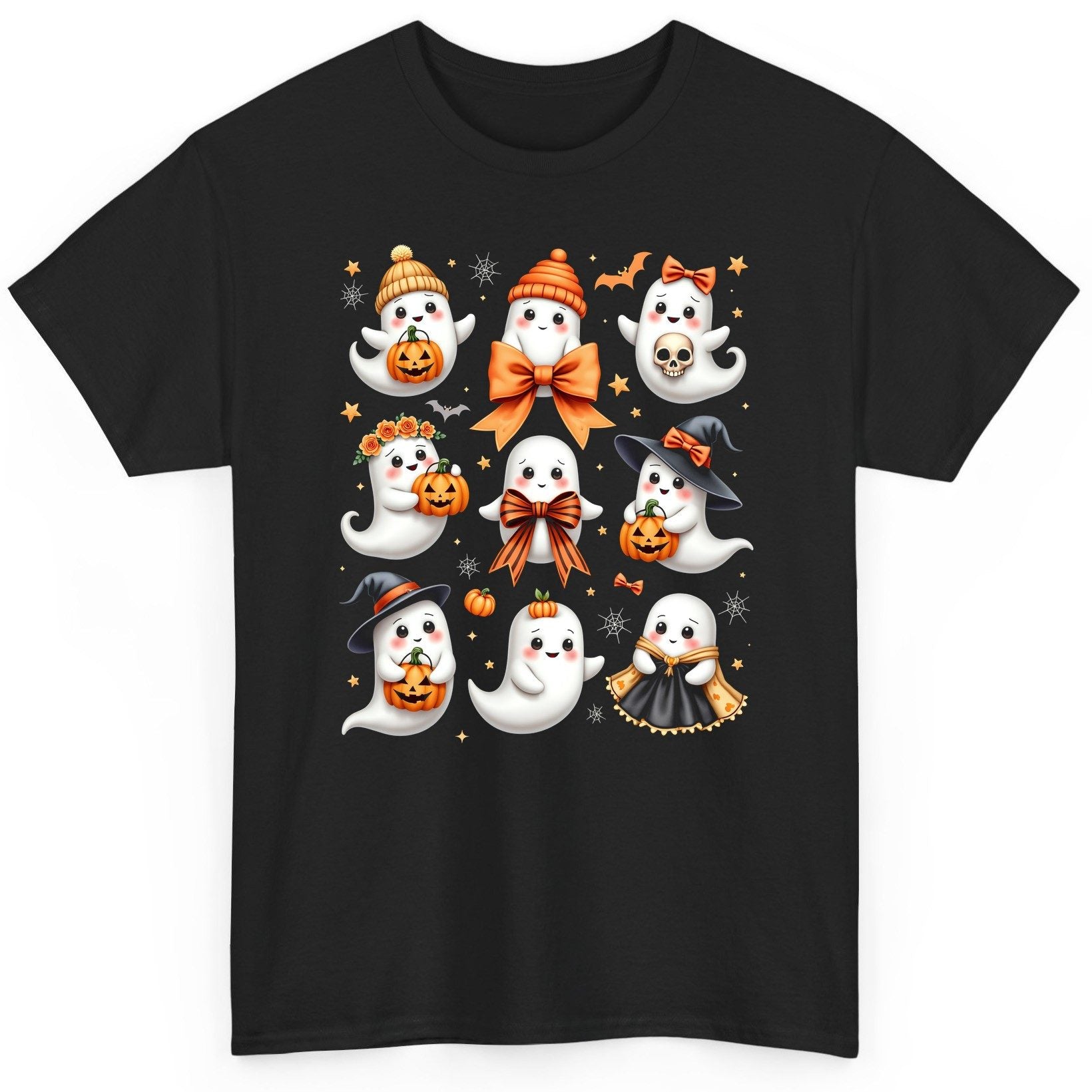 Cute Kawaii Ghosts Collection cute Halloween ghosts T-Shirt Black product mockup