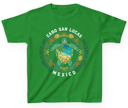 Cabo San Lucas Mexico sea turtle Youth T-Shirt Irish Green product mockup