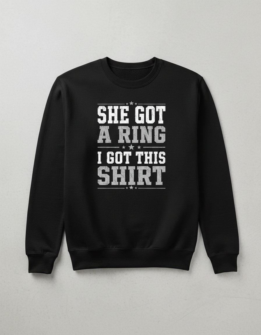 She Got a Ring I Got This Shirt Funny Bachelor Party Sweatshirt - product mockup - Black