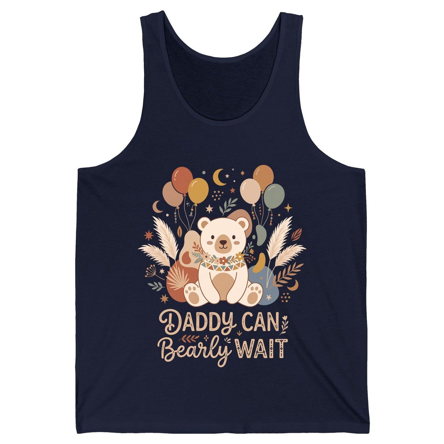 Daddy Can Bearly Wait Baby Shower Tank Top - product mockup - Navy
