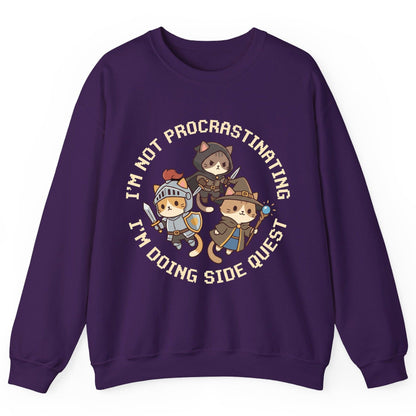 I'm Not Procrastinating I'm Doing Side Quest rpg cats Sweatshirt Purple product mockup
