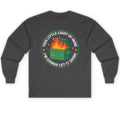 This little light of mine I'm gonna let it shine Dumpster Fire Long Sleeve Tee Dark Heather product mockup
