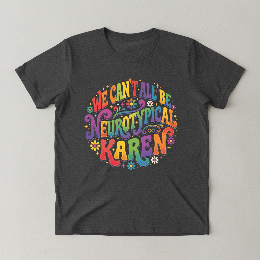 We Can't All Be Neurotypical Karen Groovy Retro Design T-Shirt - Dark Heather