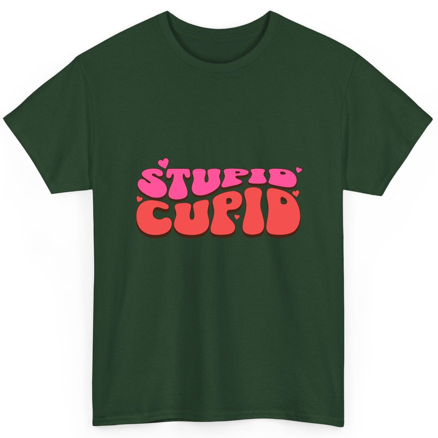 Stupid Cupid anti-Valentine's Day T-Shirt Forest Green product mockup