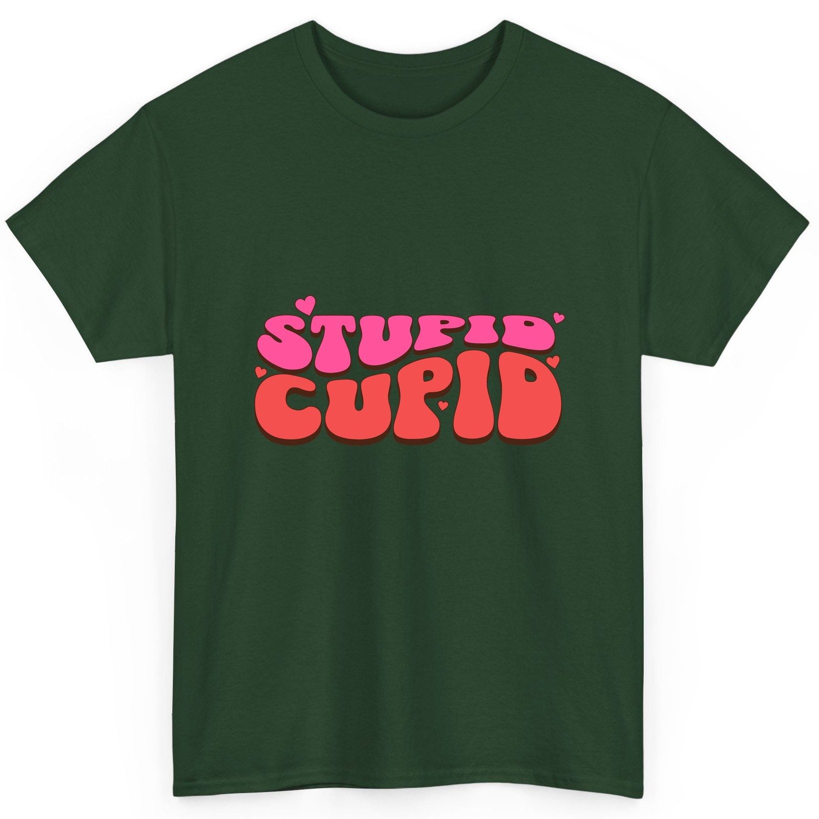 Stupid Cupid anti-Valentine's Day T-Shirt Forest Green product mockup