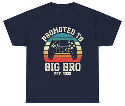 Promoted TO BIG BRO EST 2026 Retro Gaming Youth T-Shirt - product mockup - Navy