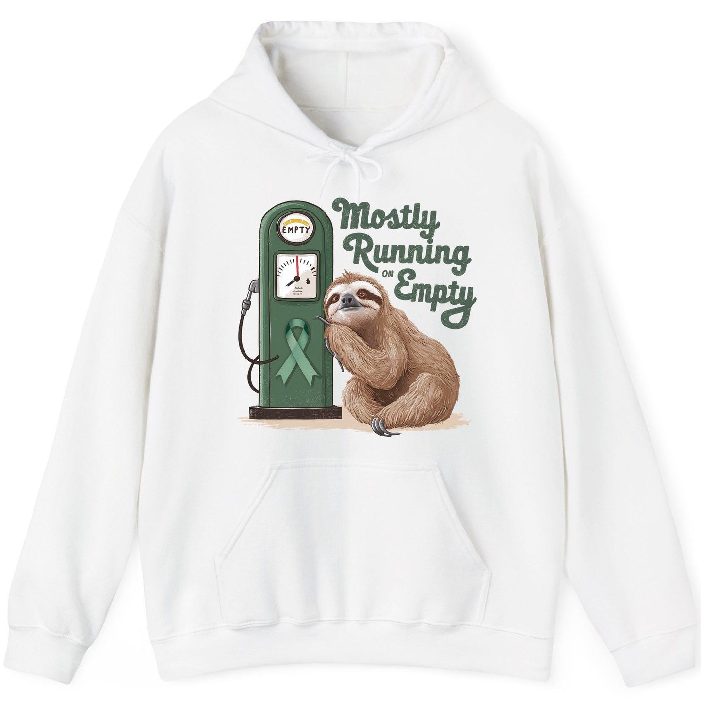 Mostly Running on Empty sloth Hoodie White product mockup