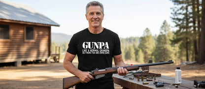 Gunpa Like a Normal Grandpa but More Fun and Owns Guns funny gun owner grandpa T-Shirt Black lifestyle mockup