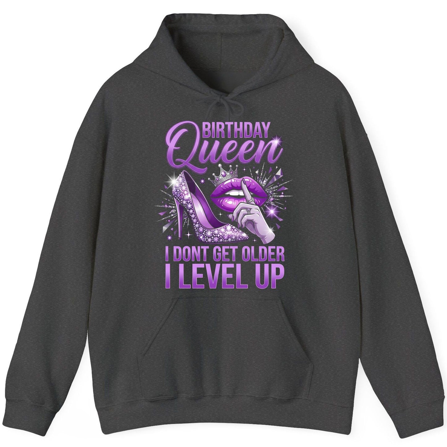 Birthday Queen I Don't Get Older I Level Up birthday celebration Hoodie Dark Heather product mockup