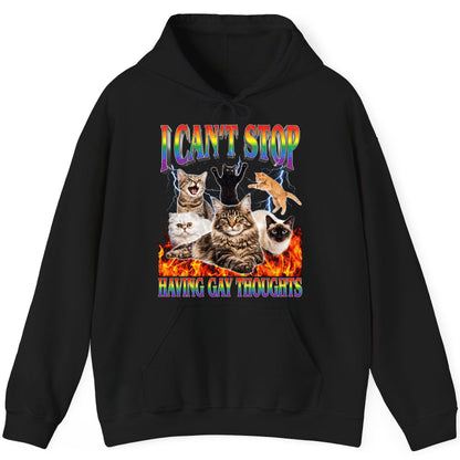 I Can't Stop Having Gay Thoughts cats Hoodie Black product mockup