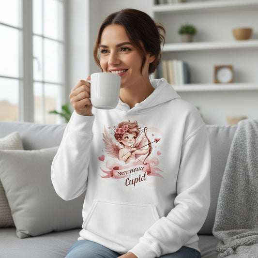 Not Today Cupid cupid Hoodie White lifestyle mockup