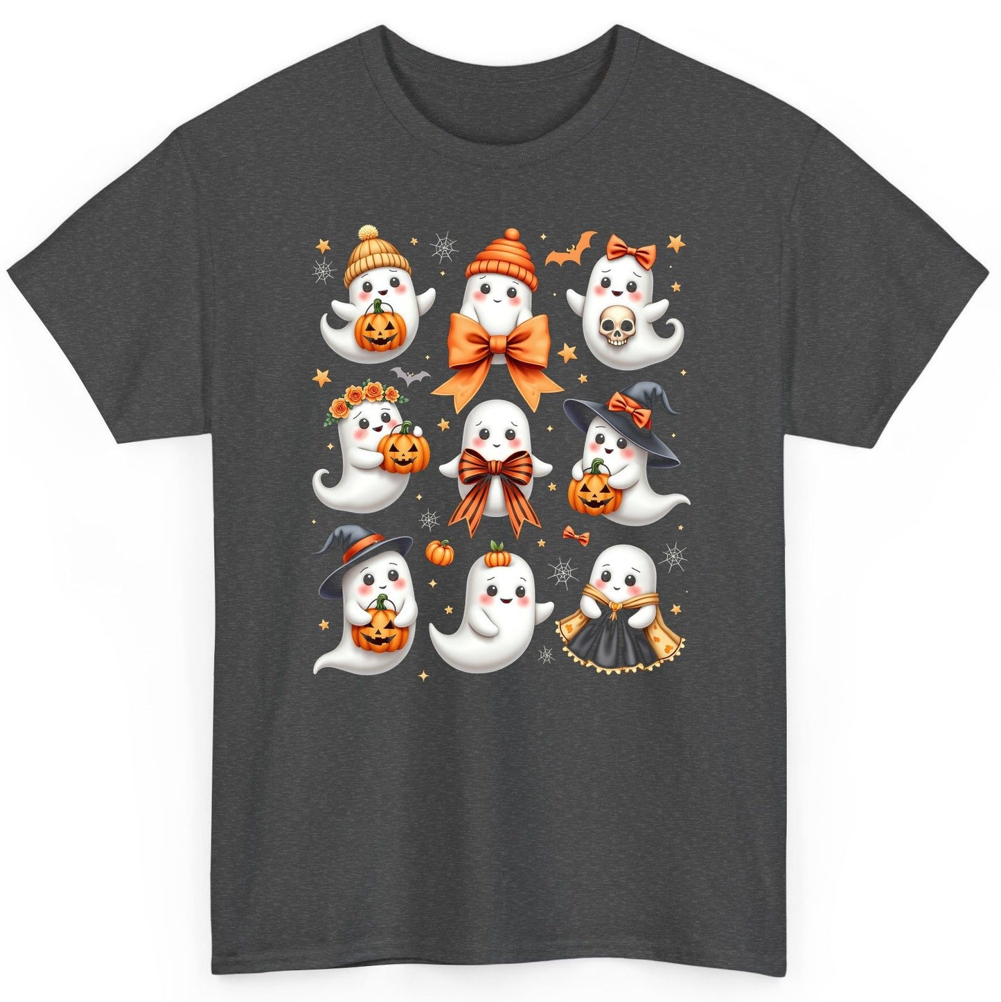 Cute Kawaii Ghosts Collection cute Halloween ghosts T-Shirt Dark Heather product mockup