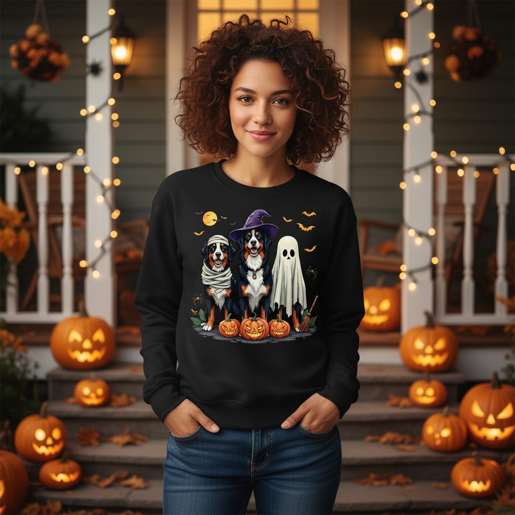 Halloween Bernese Mountain Dogs bernese mountain dog Sweatshirt Black lifestyle mockup