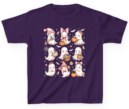Cute Pink Halloween Ghosts cute Halloween ghosts Youth T-Shirt Purple product mockup