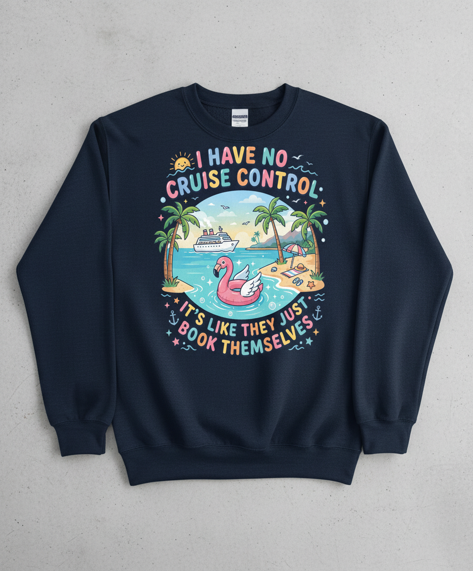 I Have No Cruise Control Funny Cruise Vacation Design Sweatshirt - Navy