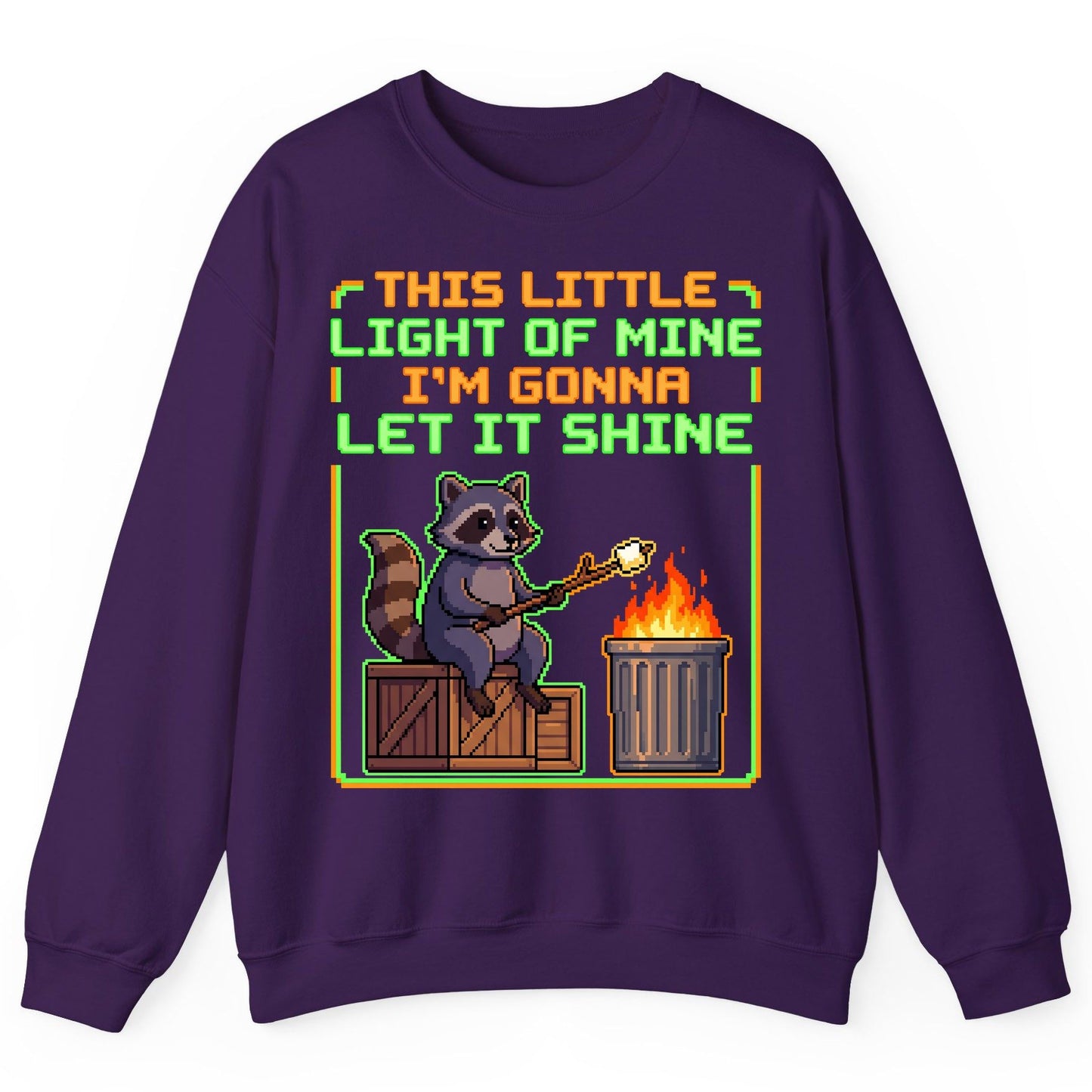THIS LITTLE LIGHT OF MINE I'M GONNA LET IT SHINE Raccoon Sweatshirt Purple product mockup