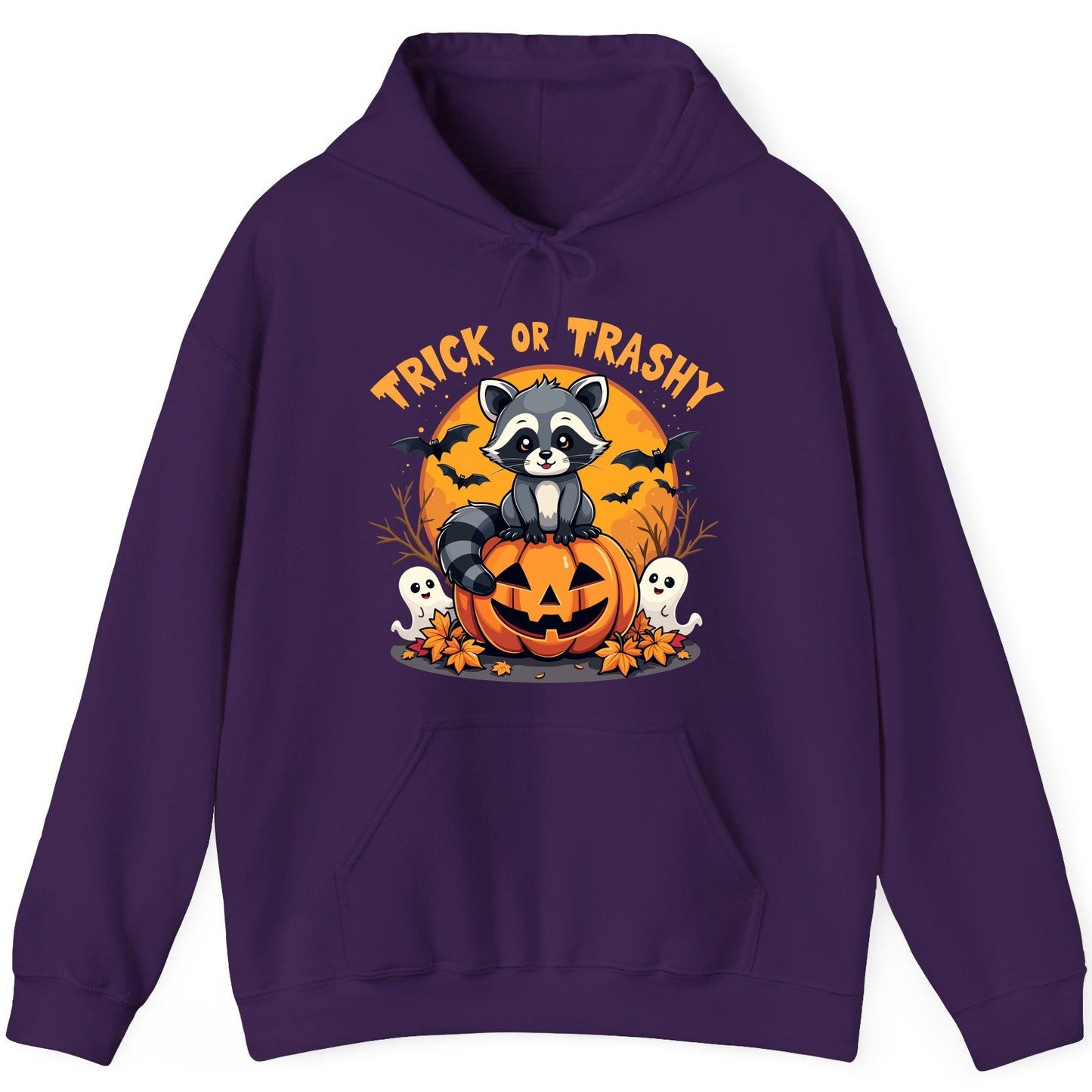 Trick or Trashy raccoon Hoodie Purple product mockup