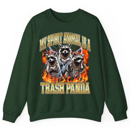 My Spirit Animal Is a Trash Panda raccoon Sweatshirt Forest Green product mockup