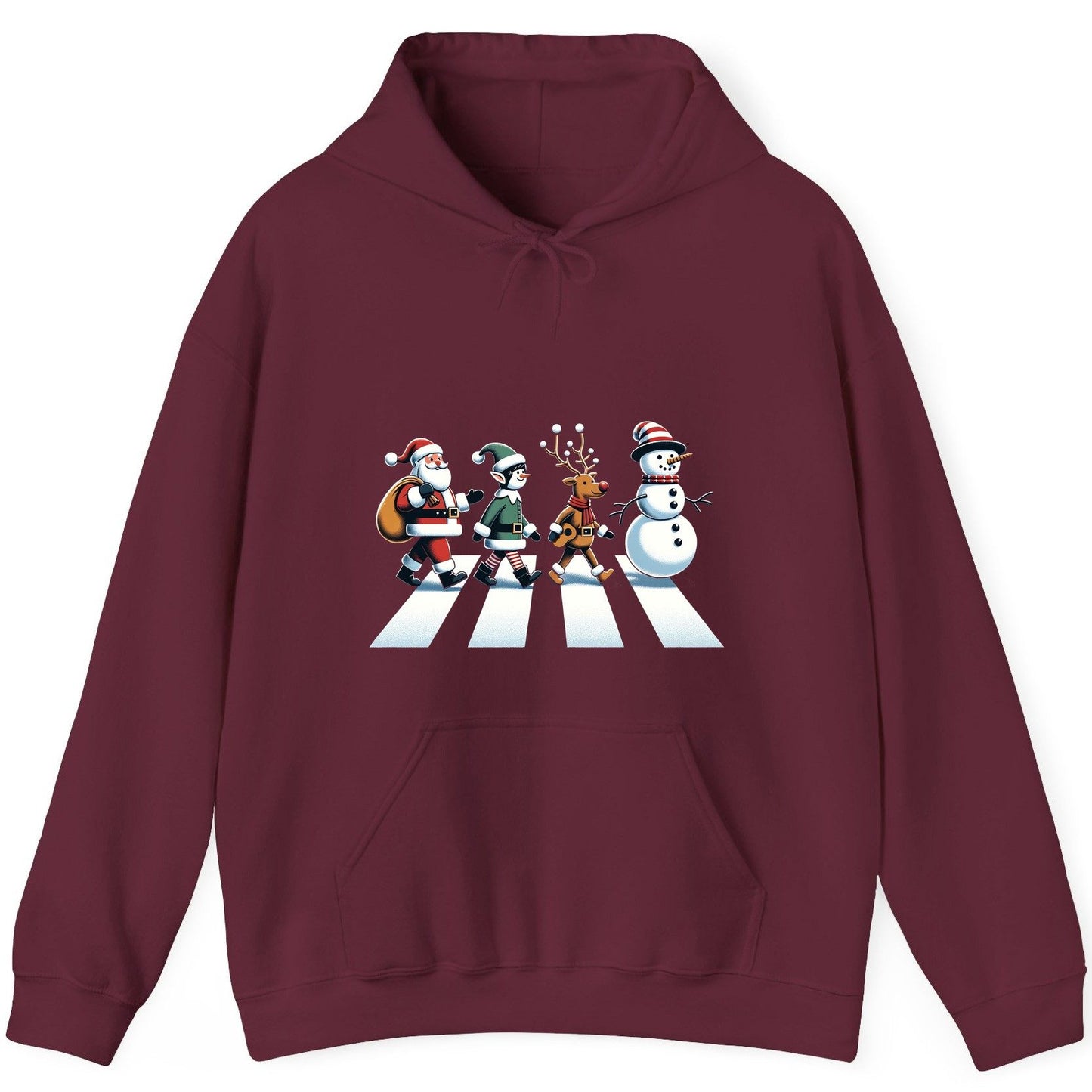 Christmas Abbey Road Parody Christmas abbey road parody Hoodie Maroon product mockup