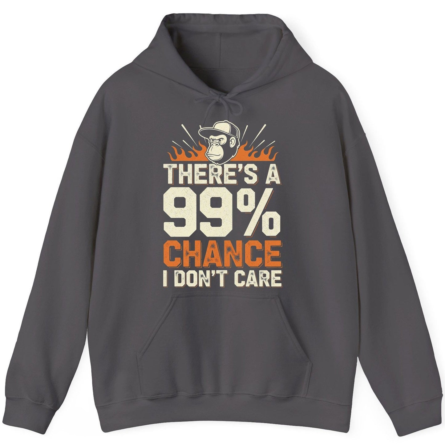 There's a 99% Chance I Don't Care sarcastic monkey Hoodie Charcoal product mockup