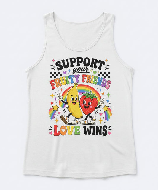 Support Your Fruity Friends Love Wins Retro Lgbtq Pride Tank Top - product mockup - White