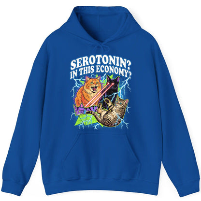 Serotonin in This Economy? cats Hoodie Royal product mockup