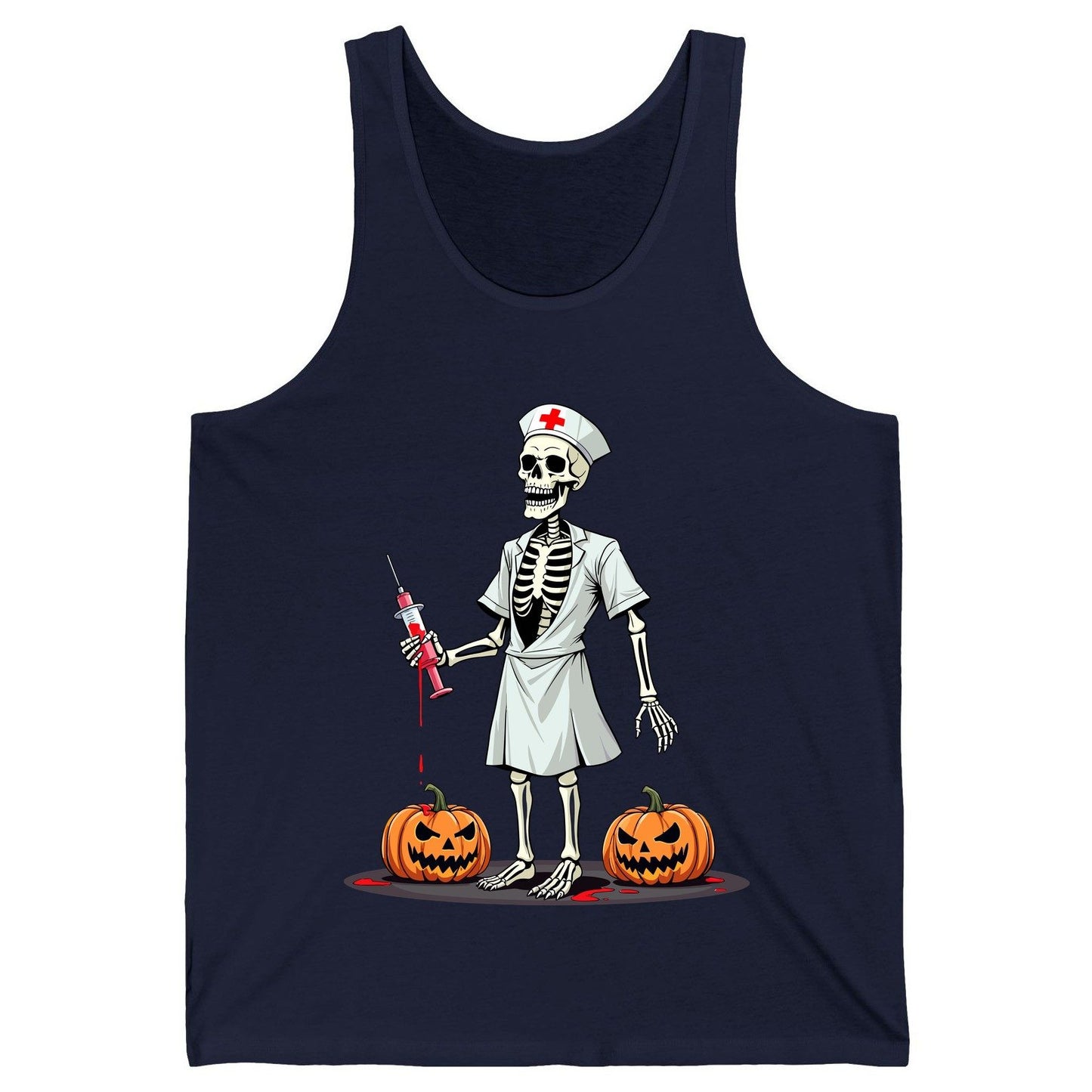 Spooky Skeleton Nurse Halloween skeleton nurse Tank Top Navy product mockup