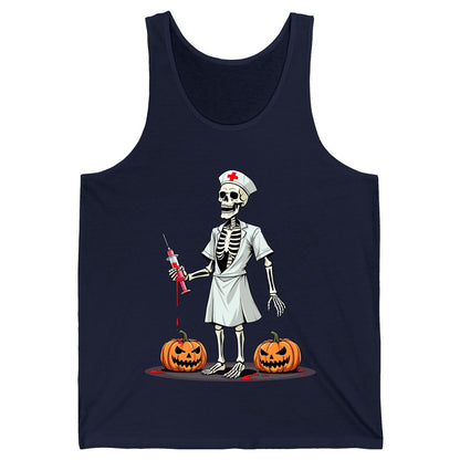 Spooky Skeleton Nurse Halloween skeleton nurse Tank Top Navy product mockup