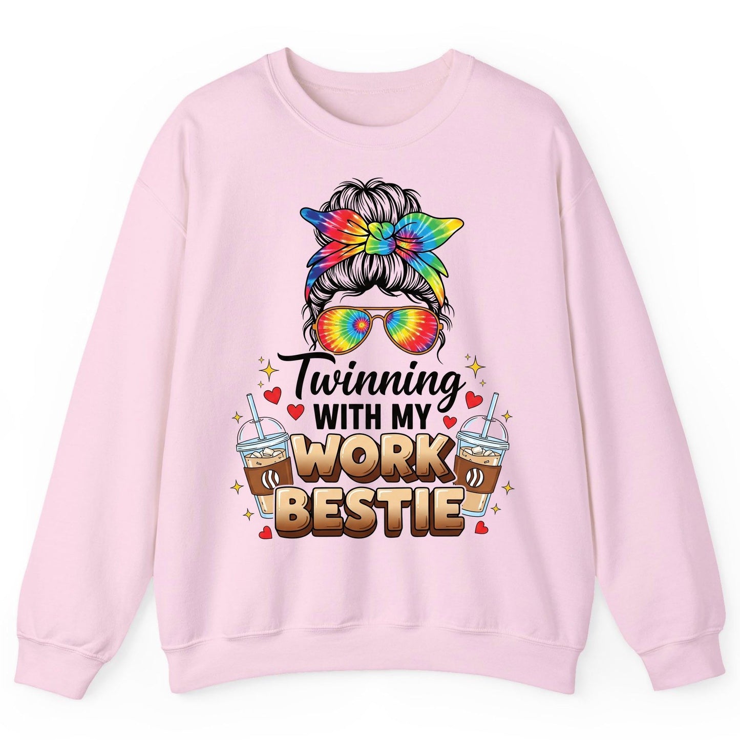 Twinning with My Work Bestie work bestie Sweatshirt Light Pink product mockup