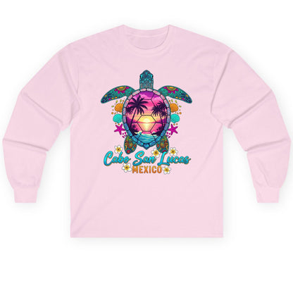 Cabo San Lucas Mexico sea turtle Long Sleeve Tee Light Pink product mockup