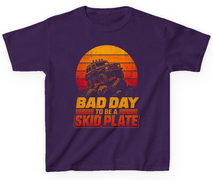 Bad Day to Be a Skid Plate Funny Off-Roading Youth T-Shirt - product mockup - Purple