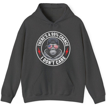 There's a 99% Chance I Don't Care sarcastic gorilla Hoodie Dark Heather product mockup