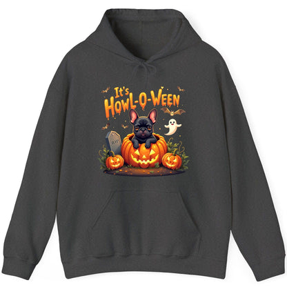 It's Howl-O-Ween french bulldog Hoodie Dark Heather product mockup