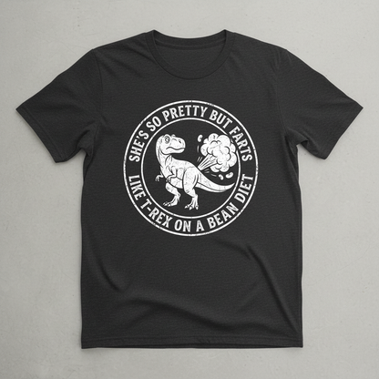 Funny Farting T-Rex On A Bean Diet T-Shirt - Dark Heather