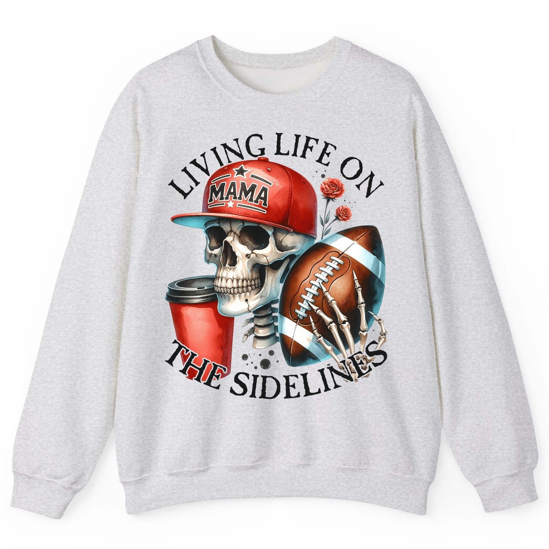 Living Life on the Sidelines football mama Sweatshirt Ash product mockup