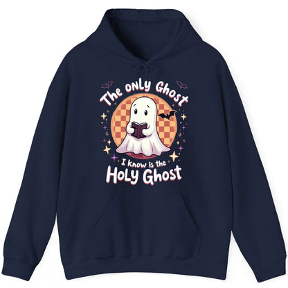 The Only Ghost I Know Is the Holy Ghost christian Halloween Hoodie Navy product mockup