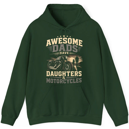 Awesome Dads Have Daughters & Motorcycles biker dad Hoodie Forest Green product mockup