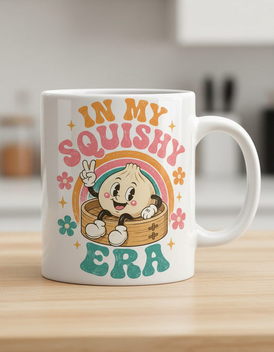 In My Squishy Era Funny Dumpling White Mug - product mockup - White