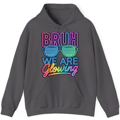 BRUH WE ARE Glowing Neon Party Hoodie Charcoal product mockup