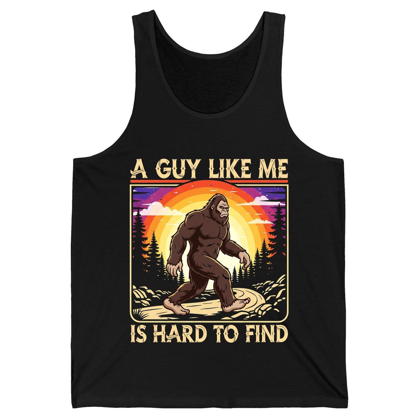 A Guy Like Me Is Hard to Find bigfoot Tank Top Black product mockup