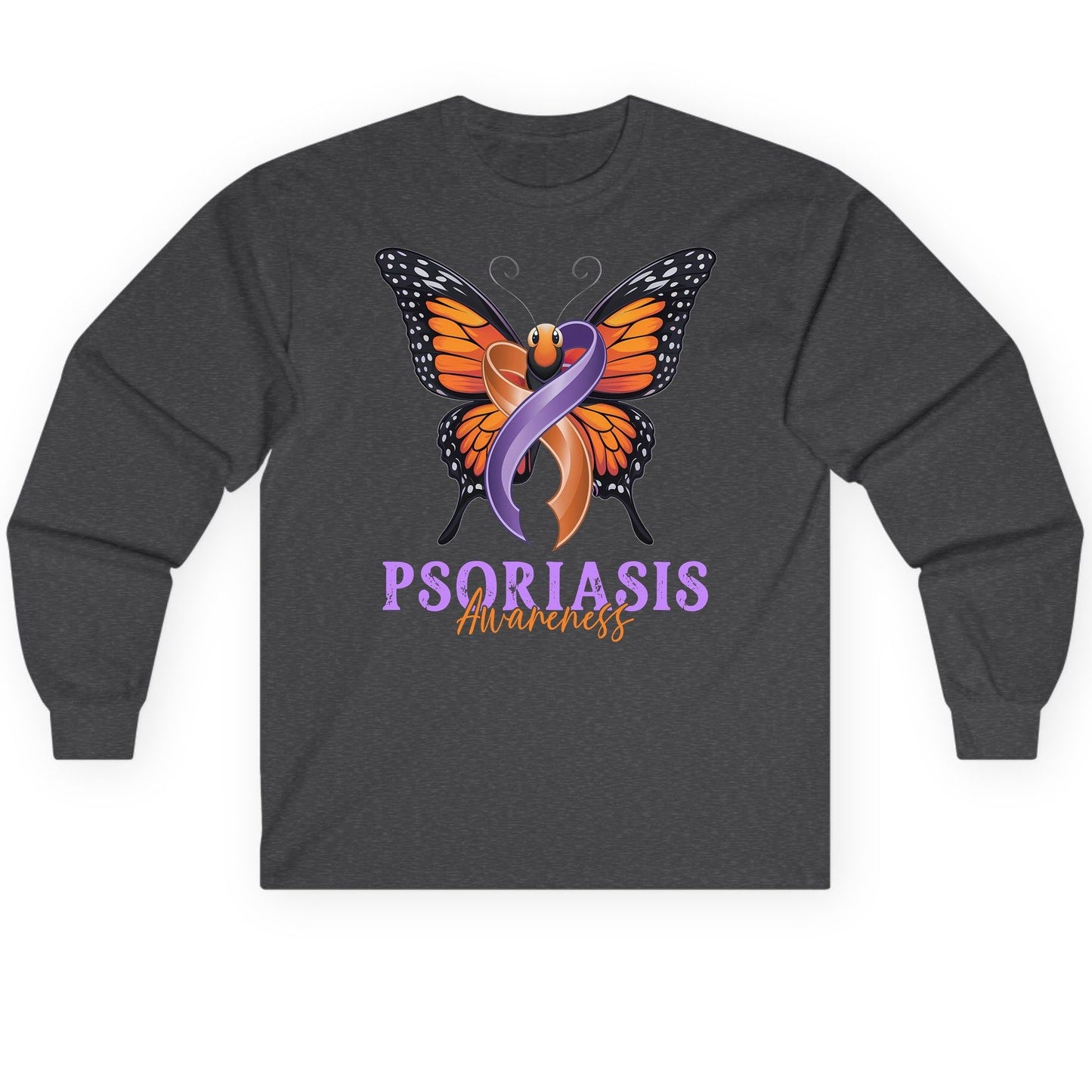 Psoriasis Awareness psoriasis awareness Long Sleeve Tee Dark Heather product mockup