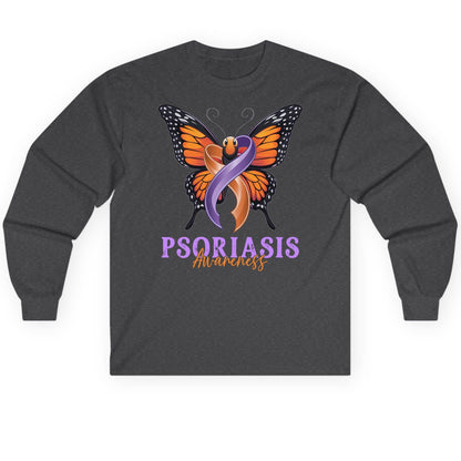 Psoriasis Awareness psoriasis awareness Long Sleeve Tee Dark Heather product mockup