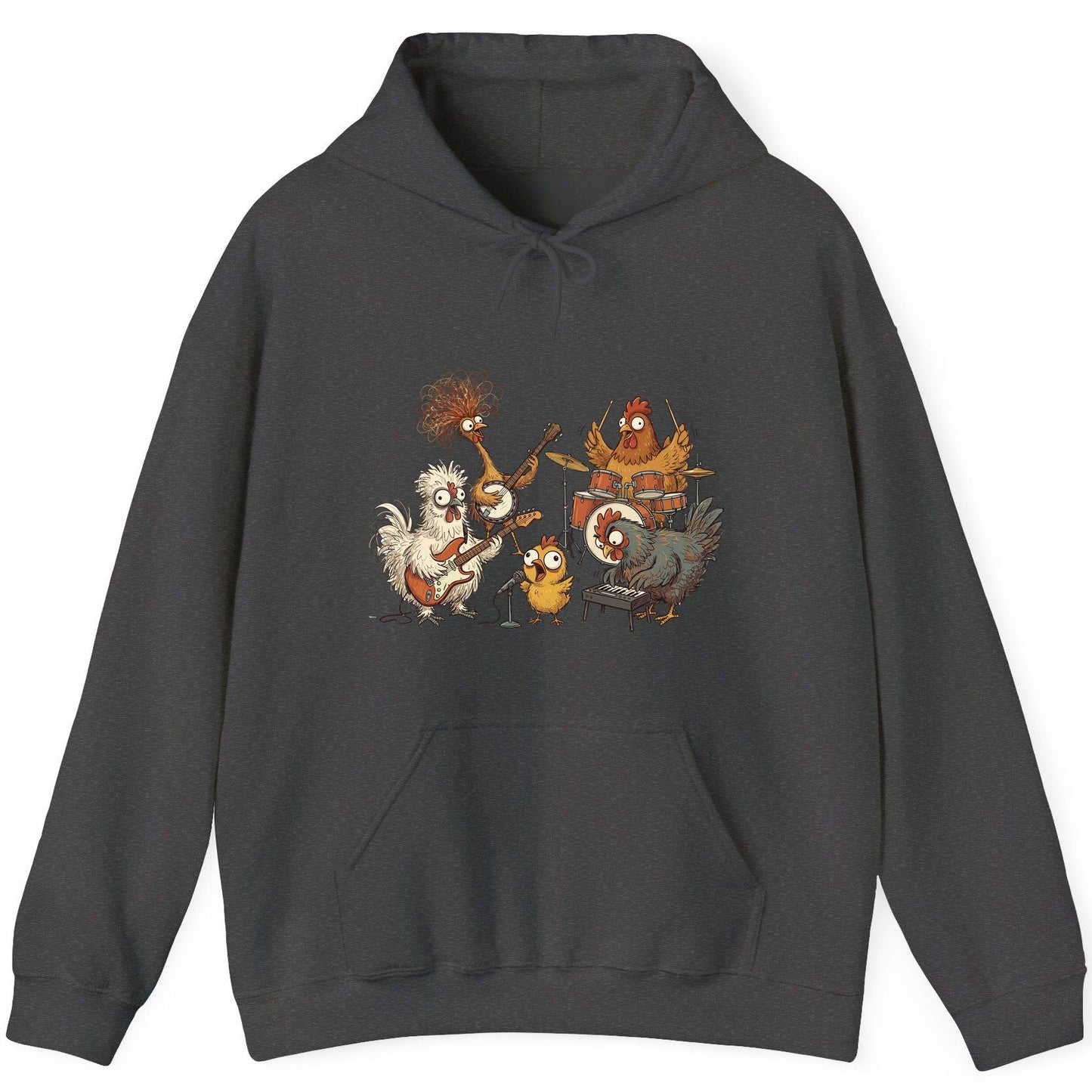 Chicken Rock Band chicken rock band Hoodie Dark Heather product mockup