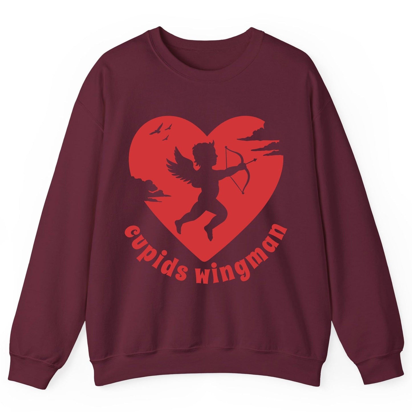Cupids Wingman cupid Sweatshirt Maroon product mockup