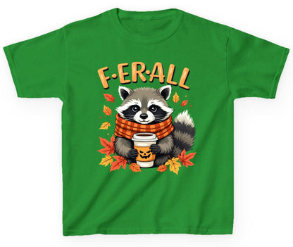 F ER All raccoon Youth T-Shirt Irish Green product mockup