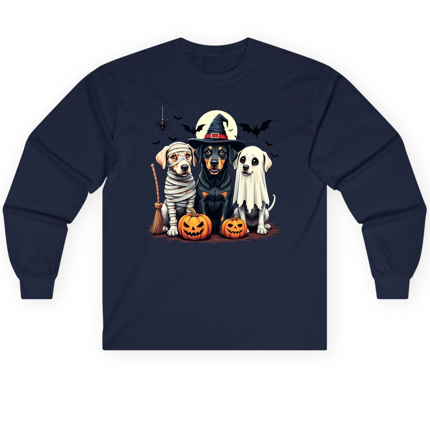 Halloween Dogs in Costumes dogs in Halloween costumes Long Sleeve Tee Navy product mockup