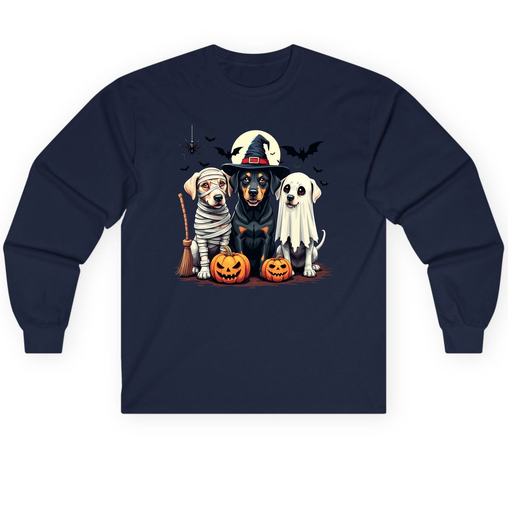 Halloween Dogs in Costumes dogs in Halloween costumes Long Sleeve Tee Navy product mockup