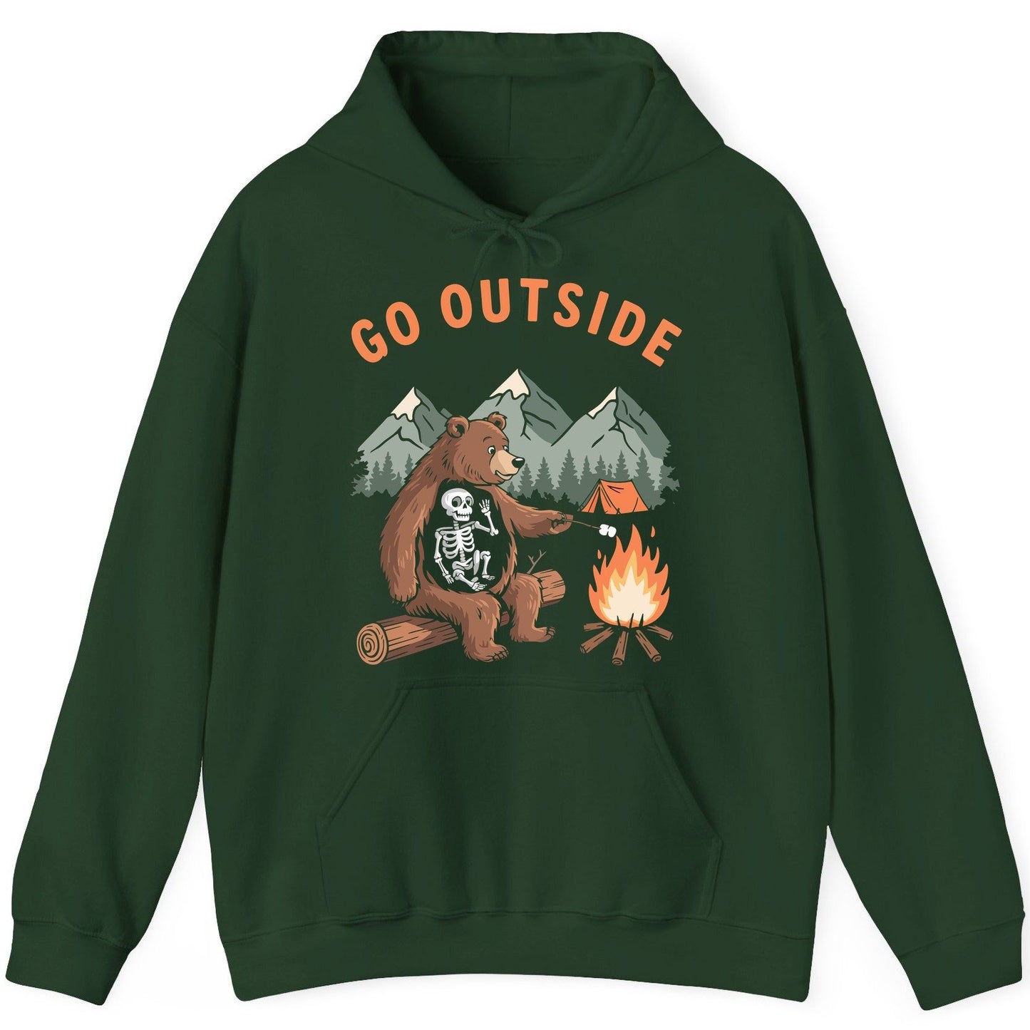 Go Outside funny bear Hoodie Forest Green product mockup
