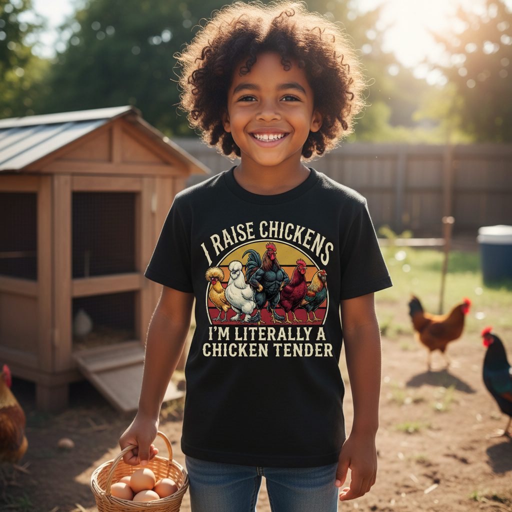 I Raise Chickens I'm Literally a Chicken Tender chickens Youth T-Shirt Black lifestyle mockup