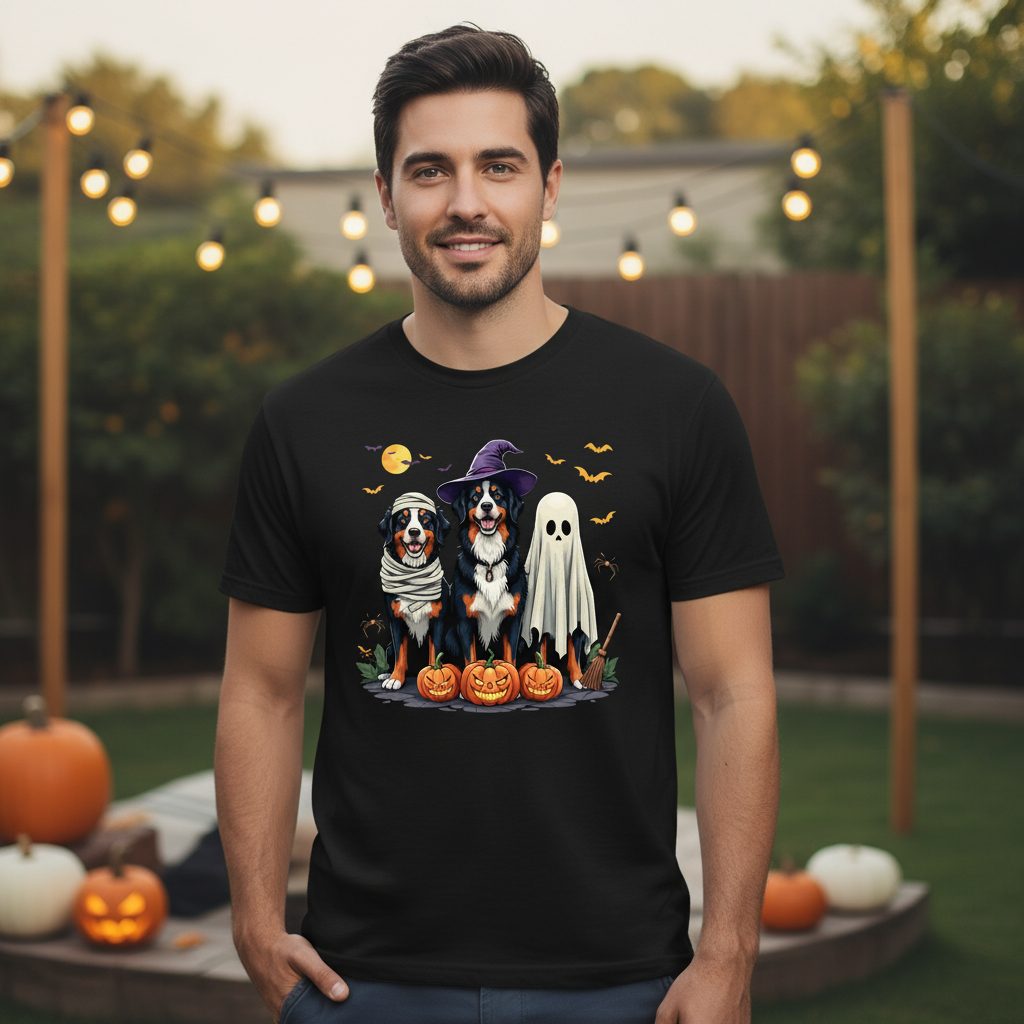 Halloween Bernese Mountain Dogs bernese mountain dog T-Shirt Black lifestyle mockup